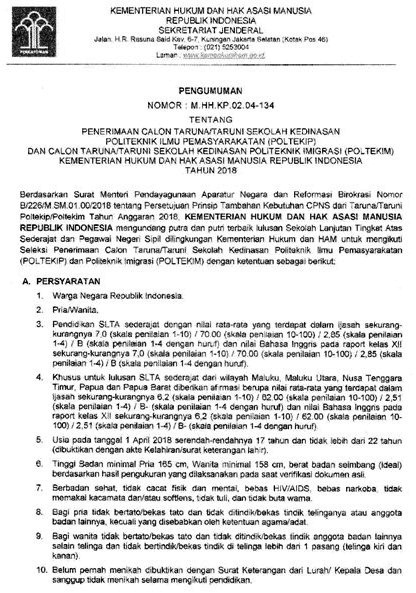 jadwal dan persyaratan calon taruna poltekip dan poltekim jadwal dan persyaratan calon taruna poltekip dan poltekim