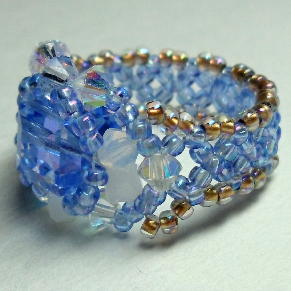 Bead Woven Crystal Rings