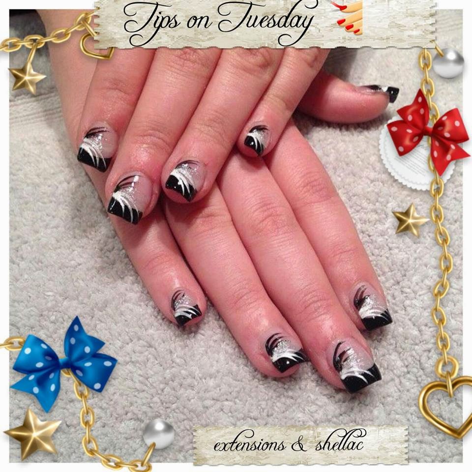 Acrylic/gel extensions black french and nail art Needy Nails Taupo Acrylics, Gel, LED, Nail