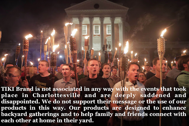 Tiki torches and Unite the Right march in Charlottesville. Tiki torches and Unite the Right march in Charlottesville. Tiki brand disavows their products use in racism. Lost Your Confederate Flag? marchmatron.com