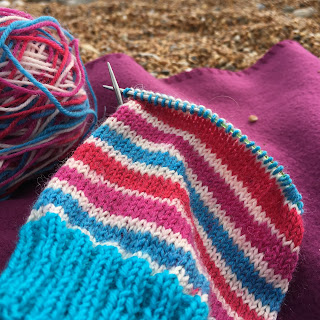 Striped hand-knit socks