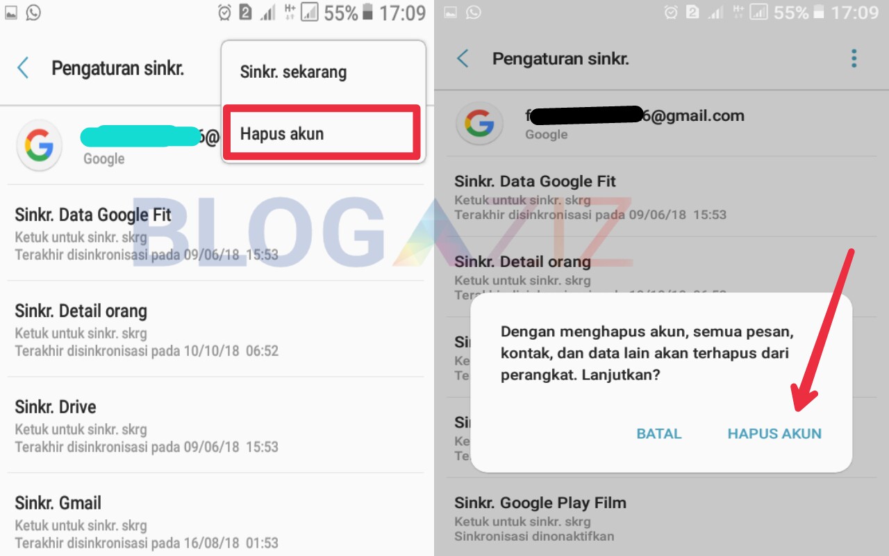 Cara hapus keluar dari email gmail di aplikasi hp android
