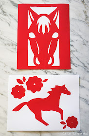 Craftiments:  Chinese New Year paper cutting craft for kids, includes free printable patterns for year of the horse
