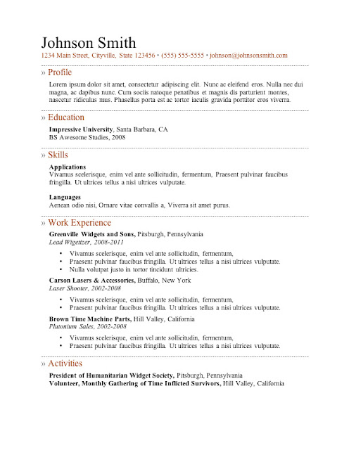 resume sample online