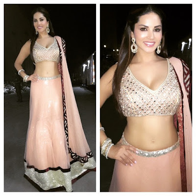 SUNNY LEONE HAVE A BEAUTIFUL LOOK IN PINK SAREE 