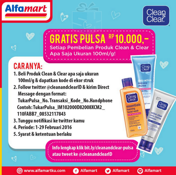 Promo Clean & Clear Alfamart Berhadiah Langsung Pulsa 10K Promo Clean & Clear Alfamart Berhadiah Langsung Pulsa 10K