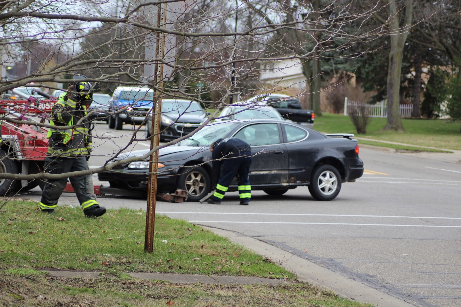 Purple Walrus Press Car accident at corner of Mansfield and Cross in
