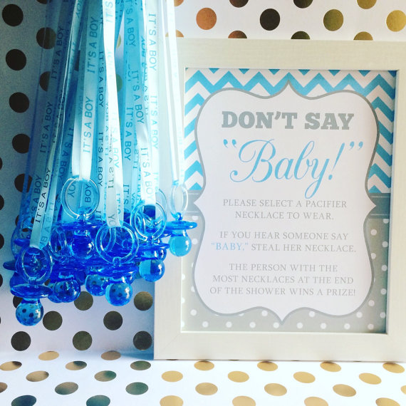 Don't Say Baby Pacifier Game Sign and Large Pacifier Necklaces