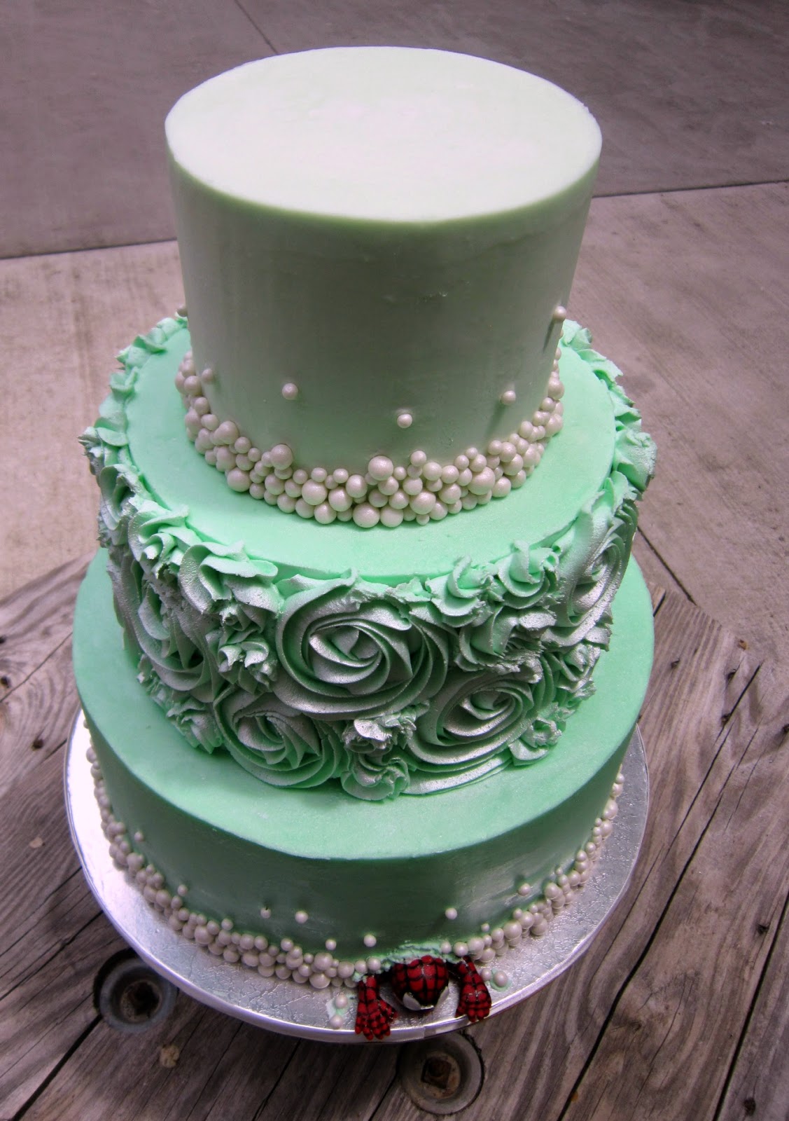 Delectable Cakes Mint Green Rose Swirl Wedding Cake