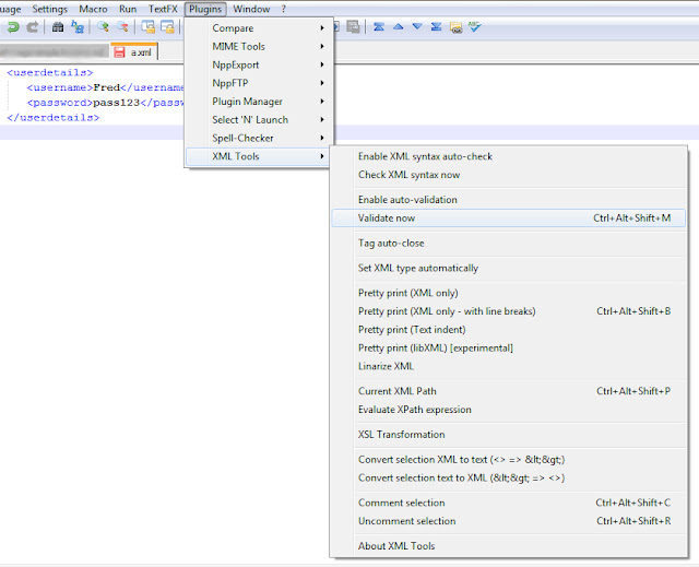Validate XML against an xsd using Notepad++
