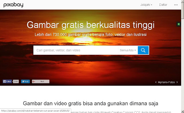 Halaman beranda Pixabay