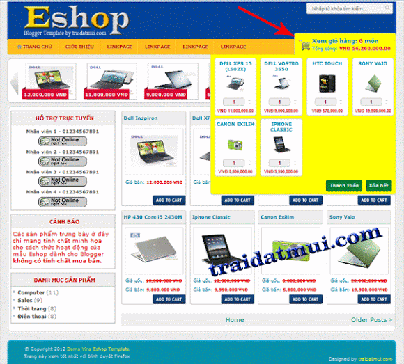 Eshop Template - Giao diện bán hàng đơn giản