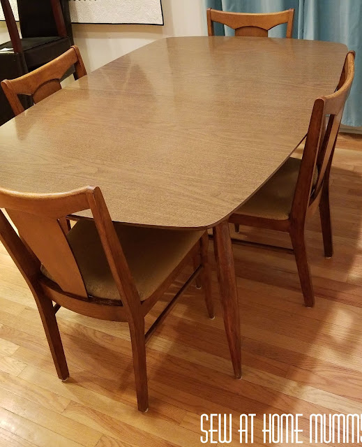 Easy dining chair-recovering tutorial - how to get perfect corners every time! Great tips on vintage mid century wood cleaning and restoration.
