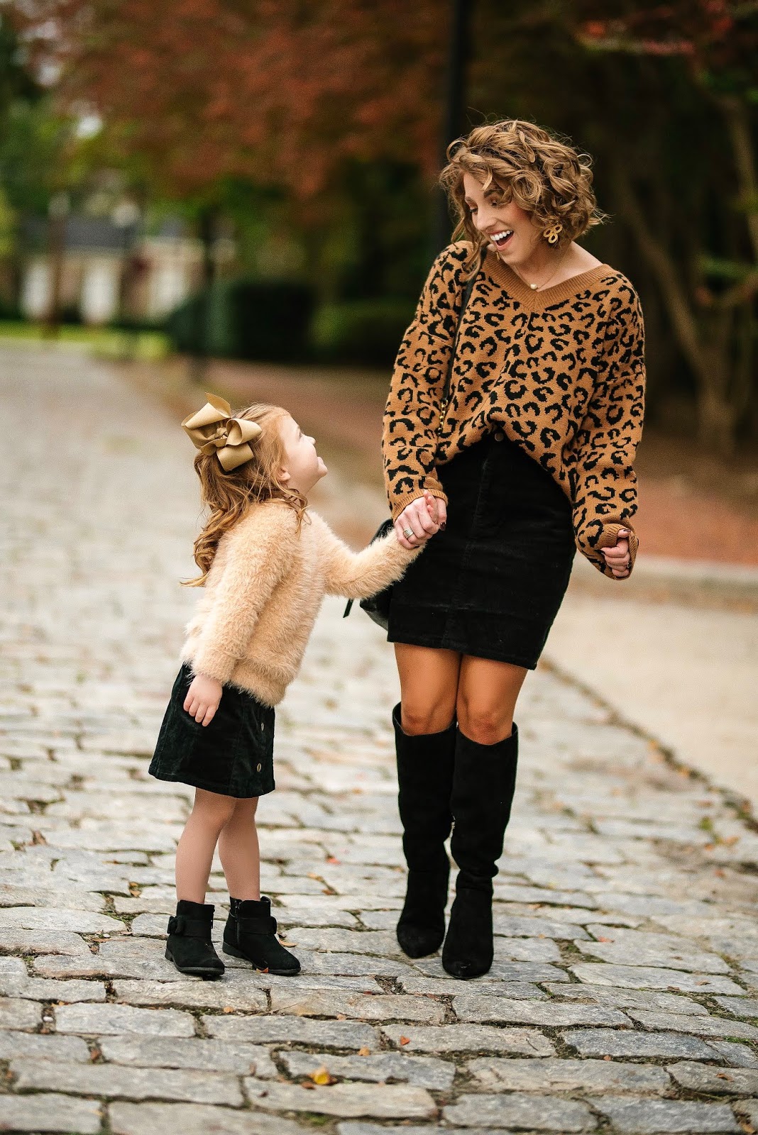 Mommy & Me Look: Twinning in Black Corduroy Skirts - Something Delightful Blog