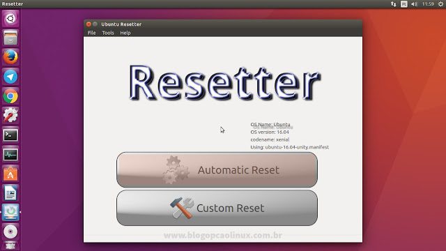Interface principal do Resetter 0.1.2-beta Interface principal do Resetter 0.1.2-beta