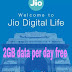 Jio new offer 2GB per day free | Jio digital pack