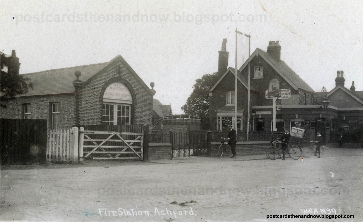 Postcards Then and Now Ashford, Surrey, The Fire Station and Royal