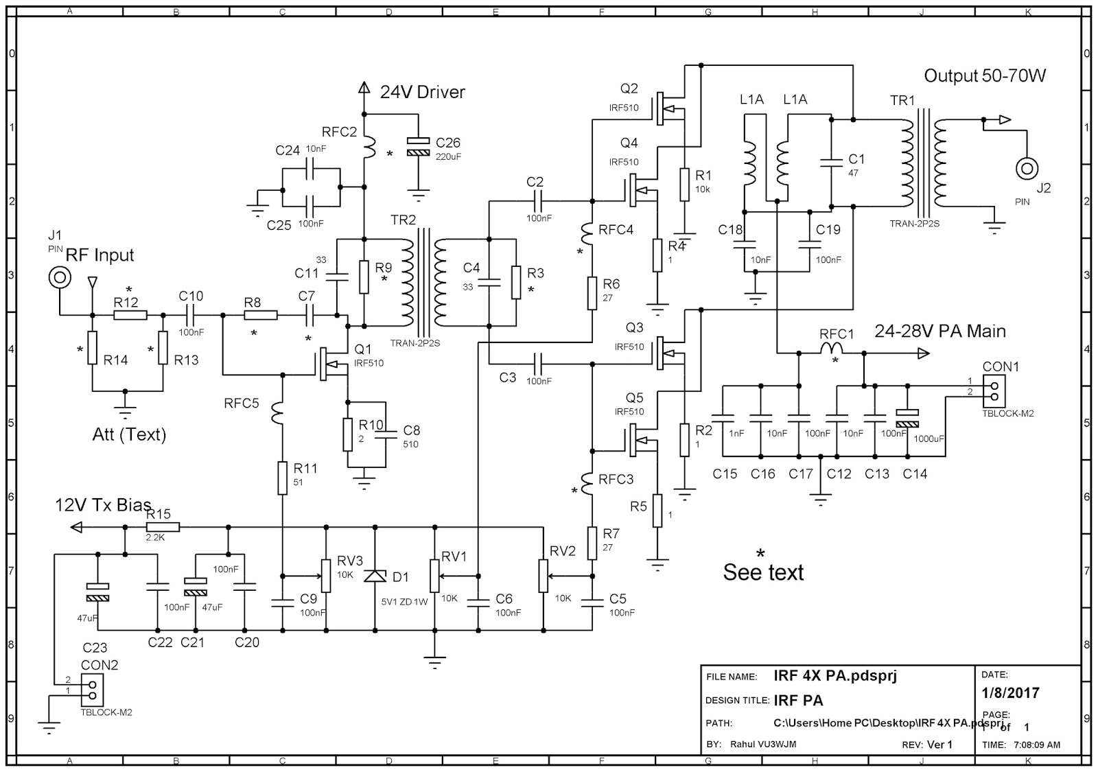 VU3WJM - Rahul: 4x IRF510 RF Amplifier
