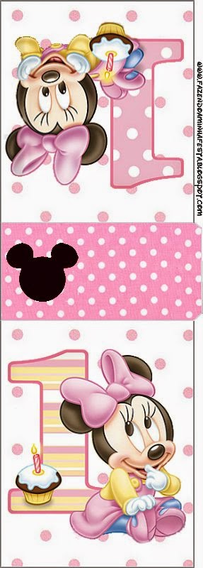 Minnie Primer Año con Lunares: Etiquetas para Candy Bar para Imprimir Gratis. Etiquetas para imprimir gratis Tic Tac de Minnie Primer Año con Lunares.