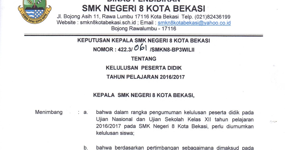 Contoh Kop Surat Kota Bekasi Contoh Kop Surat