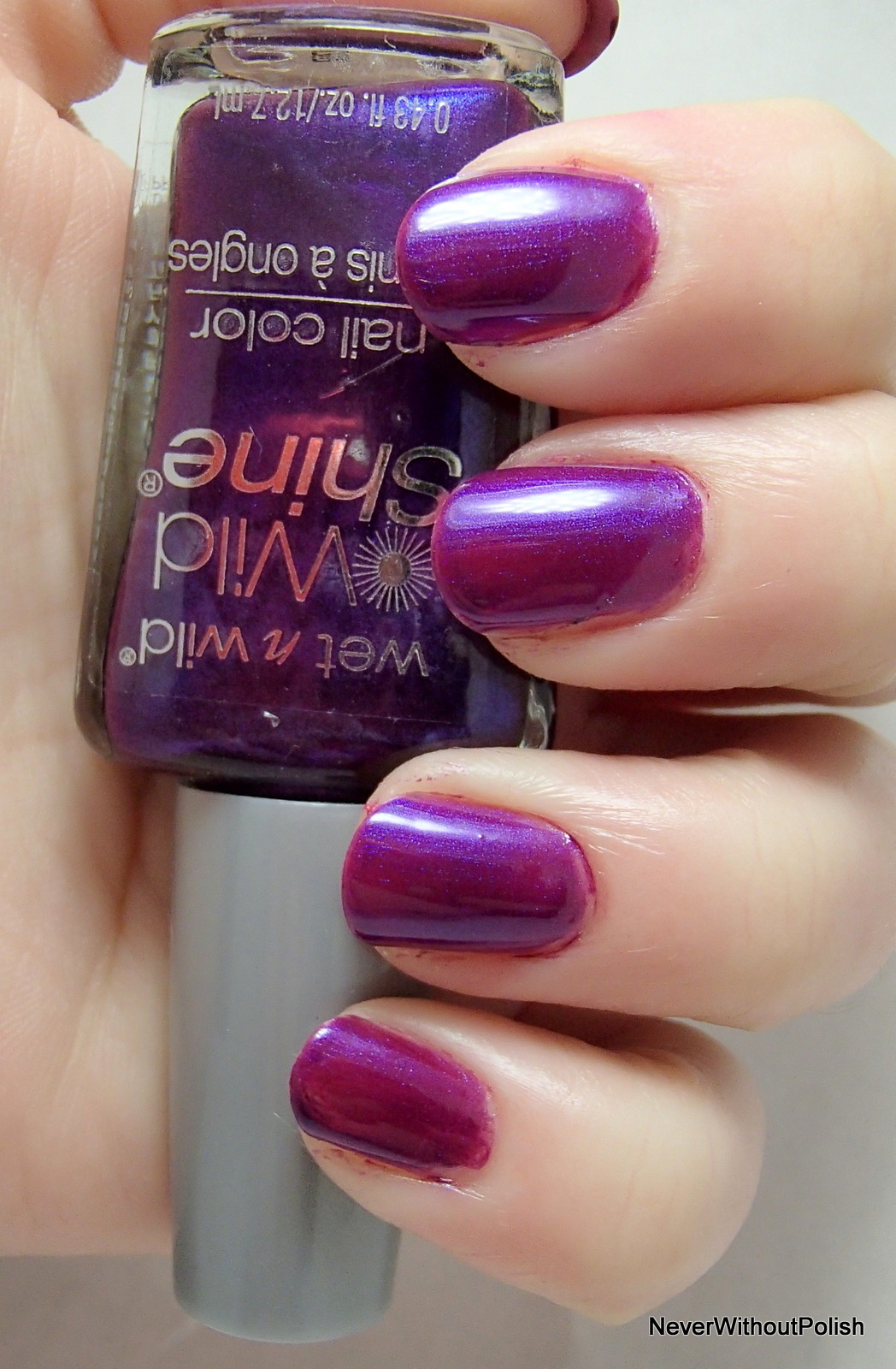 Never Without Polish Stash Swatch Initiative Wet n Wild Eggplant Frost