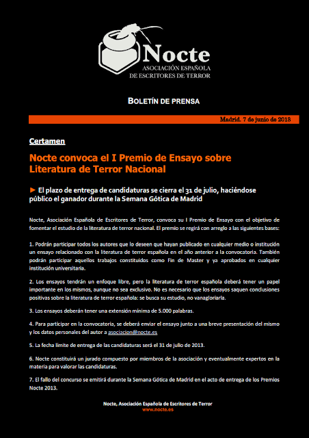 (Actualizado) Nocte convoca el I Premio de Ensayo sobre Literatura de