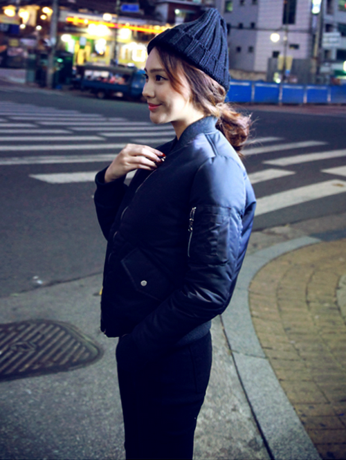 [Chuu] Zip Front Khaki Bomber Jacket | KSTYLICK - Latest Korean Fashion ...
