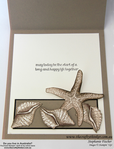 SU, Easel Card, Corner Garden, Picture Perfect, Starfish, shells, By The Tide, Wedding card