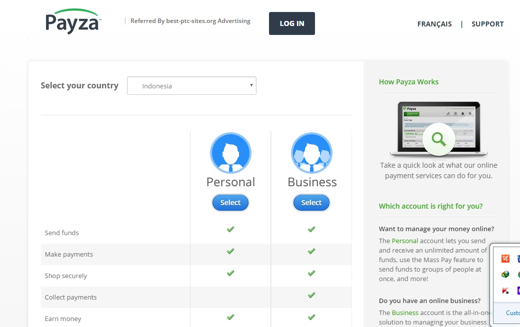 Log in to your personal account