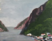 Francois, an outport in Newfoundland Painting of the harbour at Francois in Newfoundland