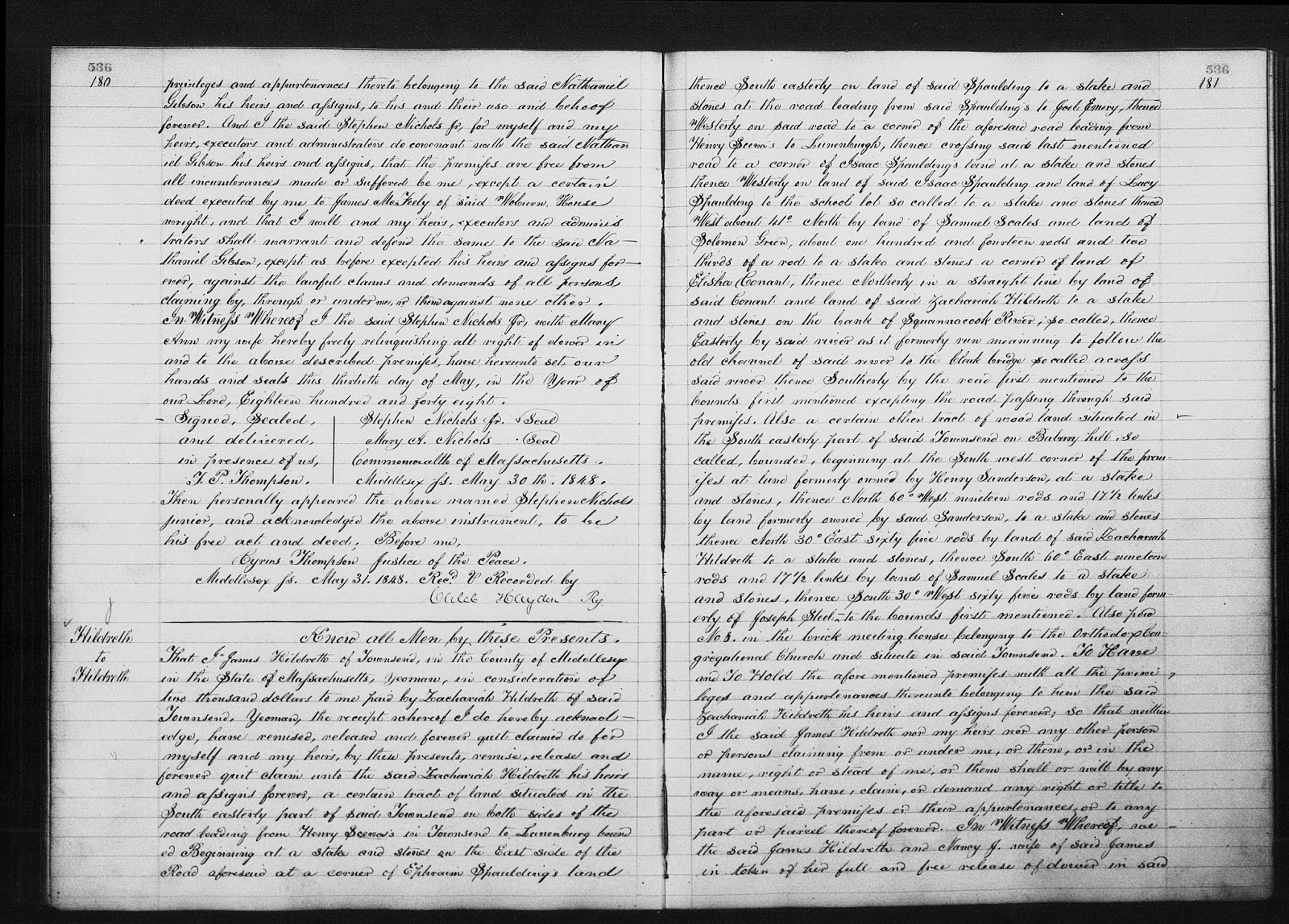 GeneaMusings Amanuensis Monday 1843 Deed of James Hildreth to
