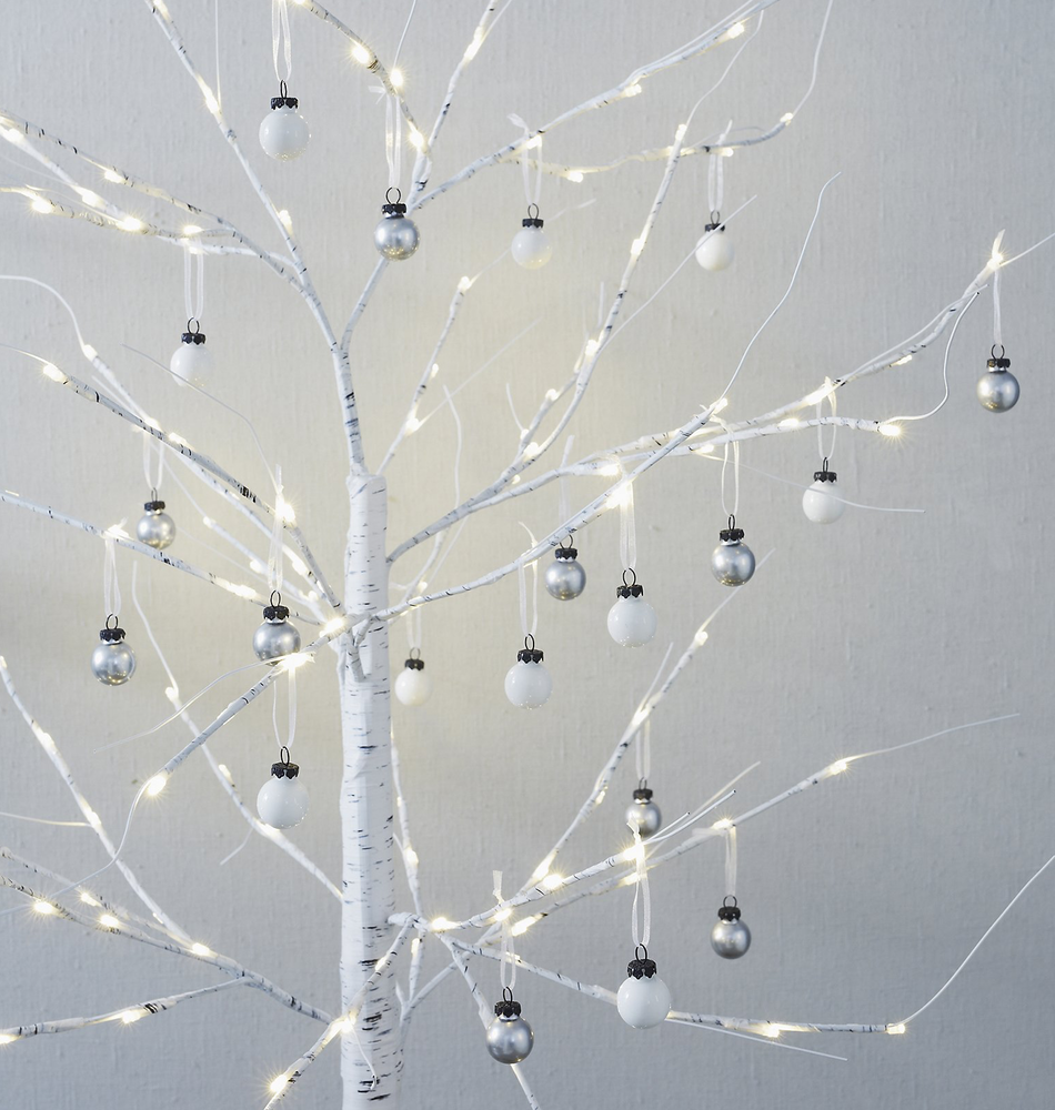 The White Company Mini Glass Baubles-Set of 20 - Silver