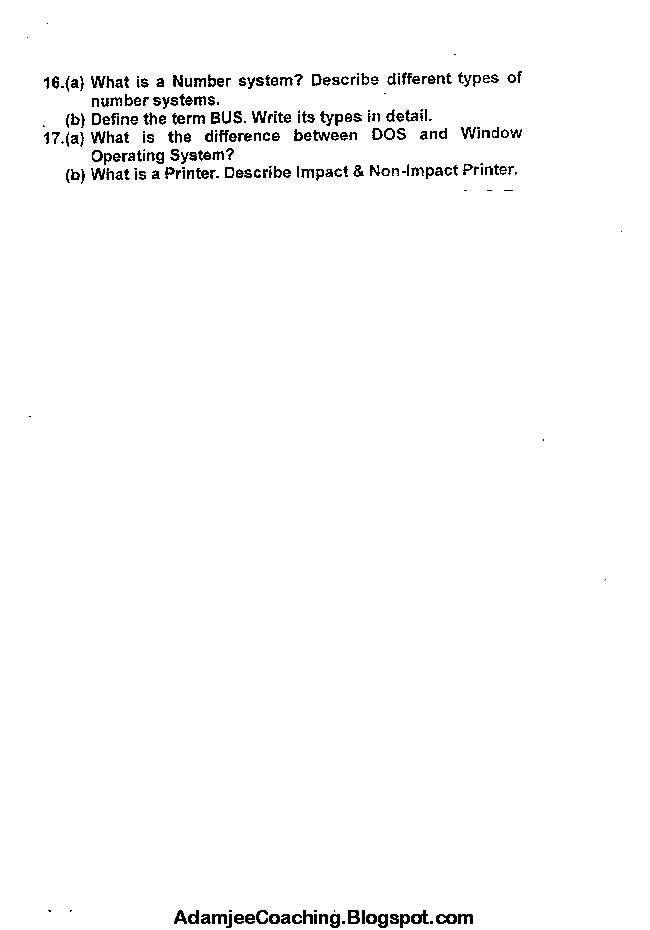 Adamjee Coaching IX Computer Studies Past Year Paper 2011