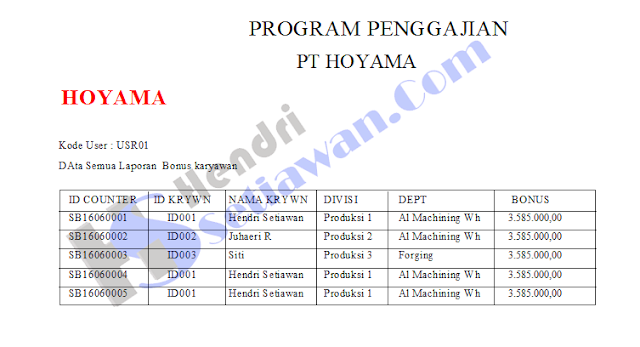  Crystal report program penggajian karyawan (VB 6) - Hendri Setiawan