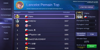 Player Top Global Hero Lancelot