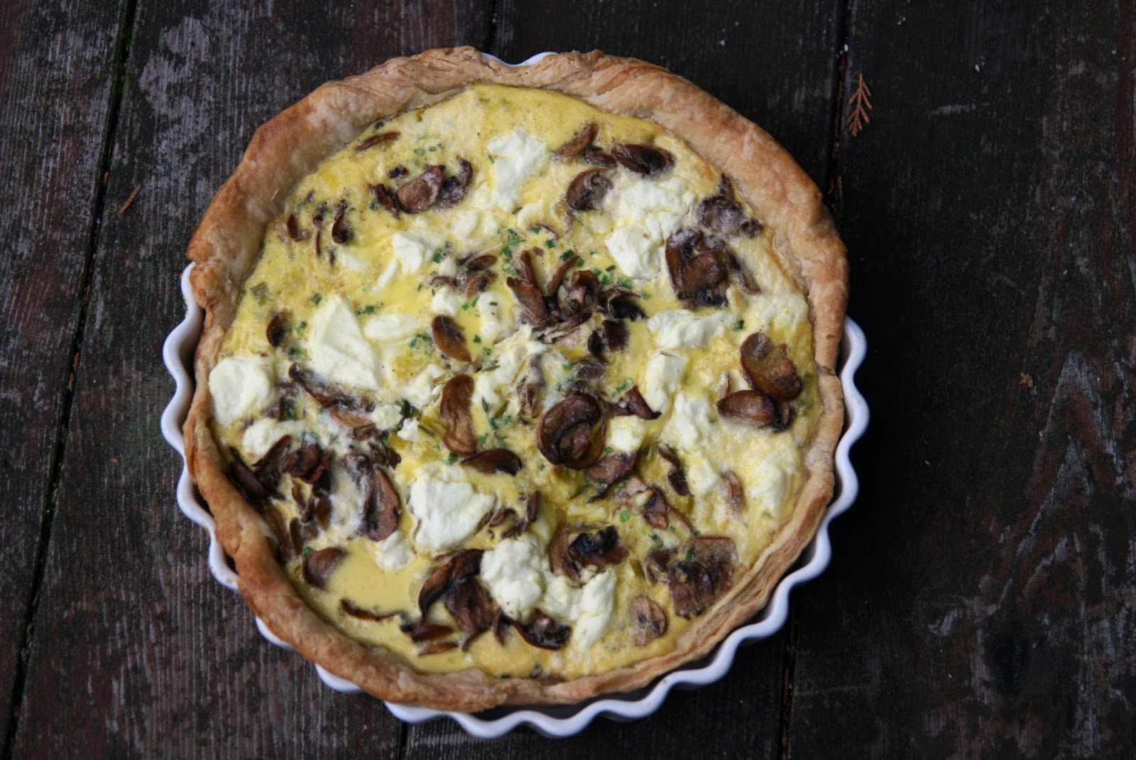 Mushroom Leek Quiche with Goat Cheese Recipe | mostly foodstuffs