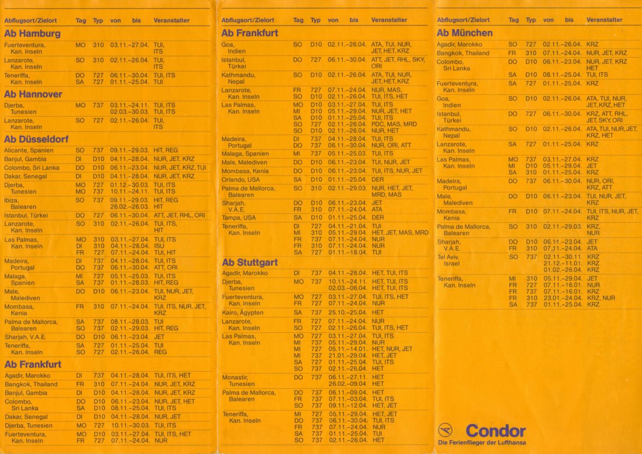 Airline memorabilia Condor (1986)