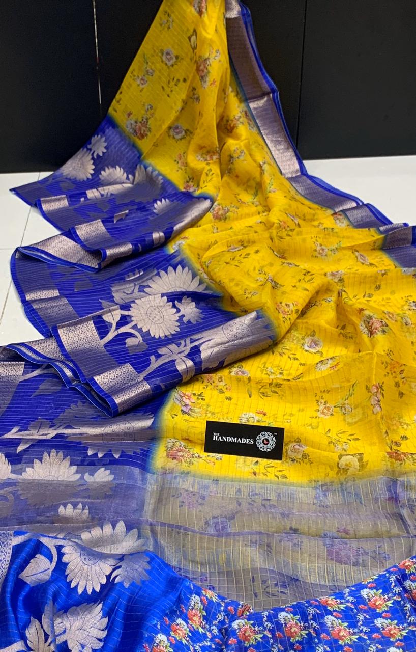 Kora sarees with floral design