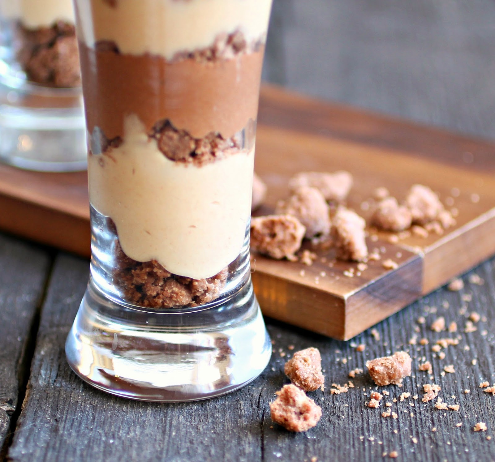 Chocolate and Peanut Butter Crumb Parfaits