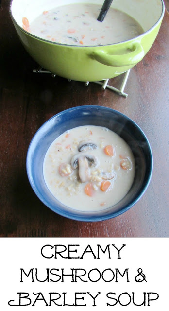 This Creamy Mushroom and Barley Soup is hearty, creamy and delicious. It is easily made vegetarian, but will satisfy everyone! It is a perfect cold weather lunch or dinner!