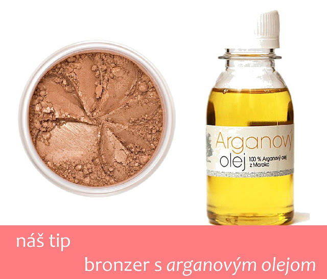 zmiešame arganový olej  a obľúbený bronzer