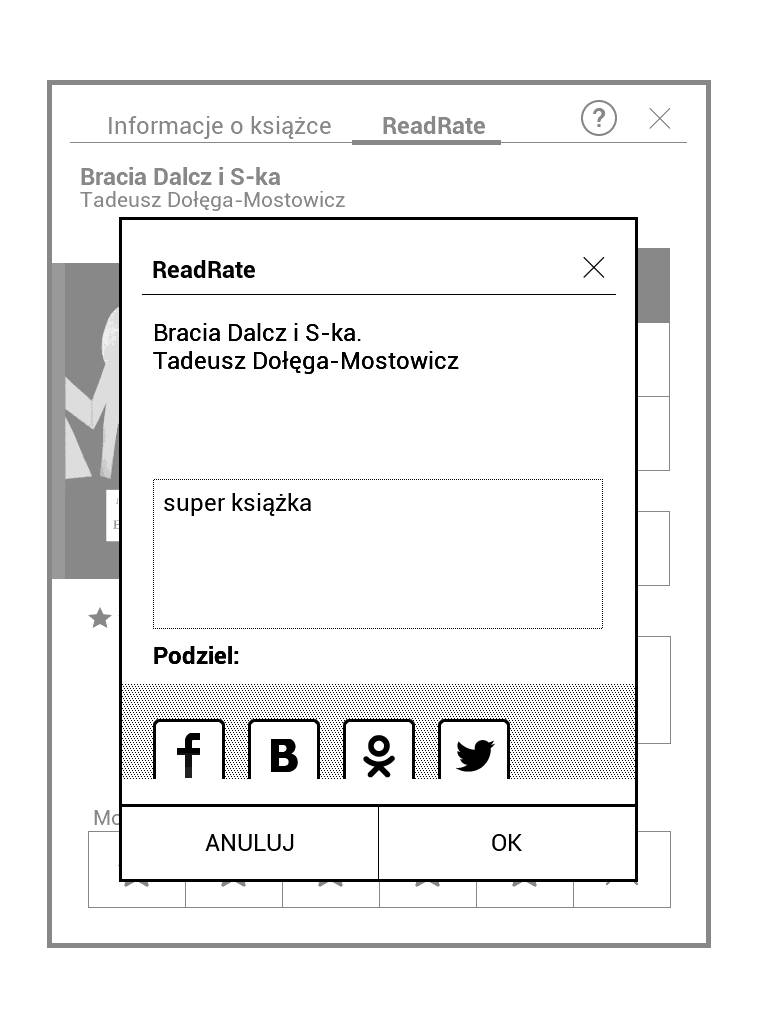 PocketBook Touch Lux 4 – dodawanie komentarza do książki w aplikacji ReadRate