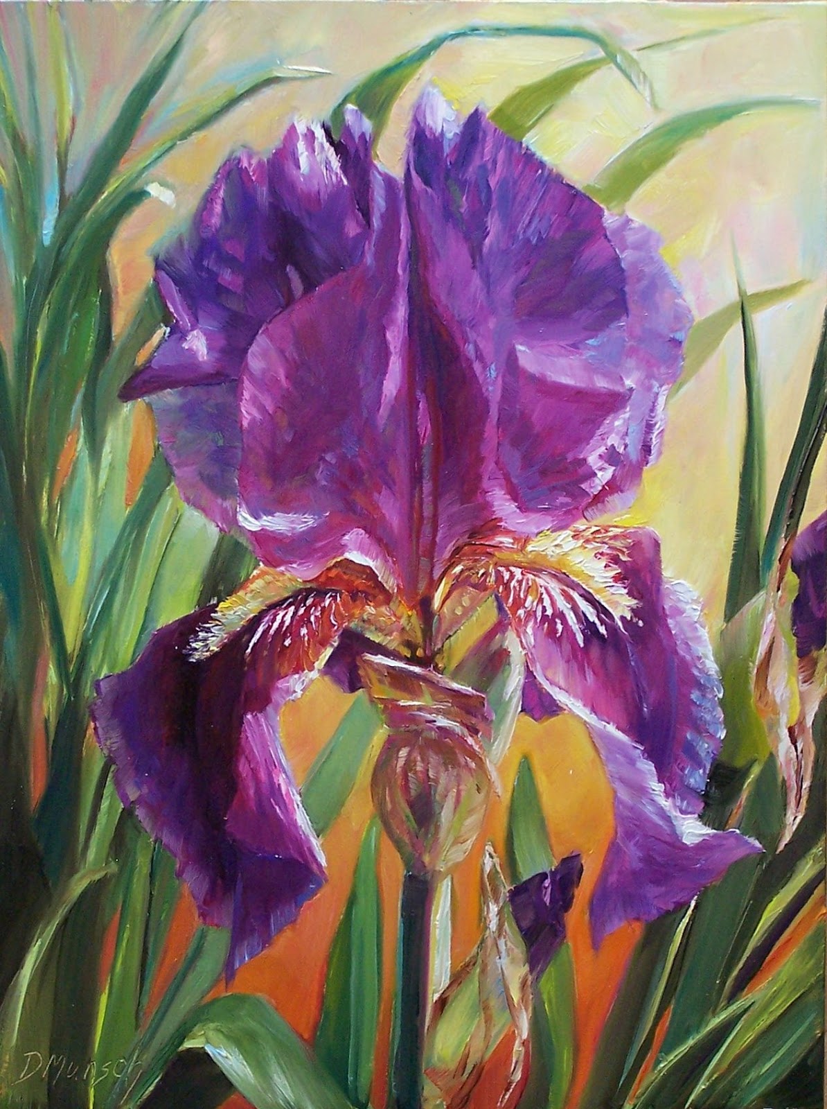 Donna Munsch Fine Art Original Oil painting Purple Iris