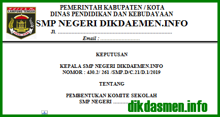 SK Komite Sekolah Tahun 2019/2020 Untuk SD SMP SMA SMK - Berita Pendidikan