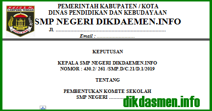 SK Komite Sekolah Tahun 2019/2020 Untuk SD SMP SMA SMK - Berita Pendidikan