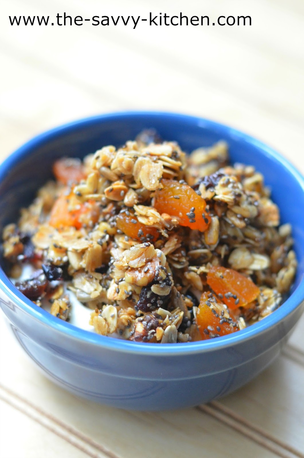 Healthy Granola with Chia Seeds and Dried Fruit