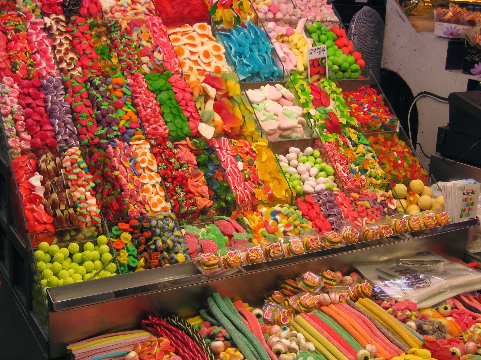 Barcelona - this is one of the more colorful candy stalls at La Boqueria market