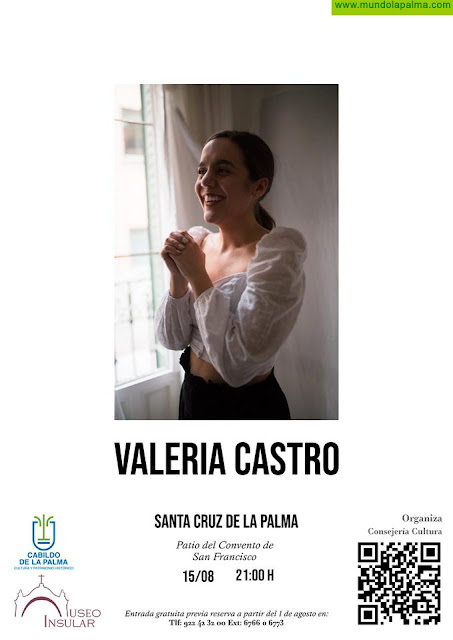 El Cabildo retransmitirá en directo por Internet el primer concierto en solitario de Valeria Castro