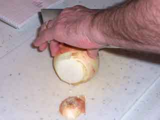 Onion stem end cut off