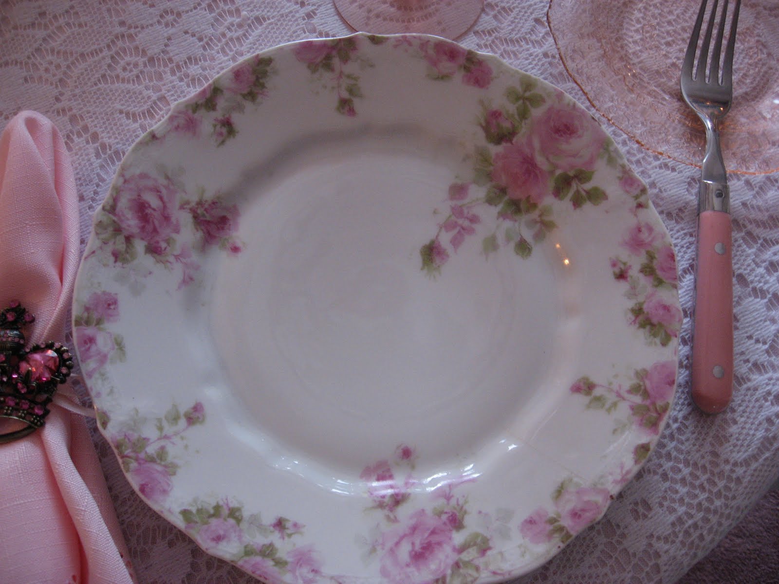 The Heminger Farmhouse New Vintage Pink Rose Plates for Pink Saturday